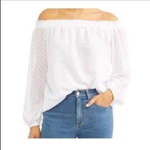 ELIZABETH & JAMES swiss dot off the shoulder top